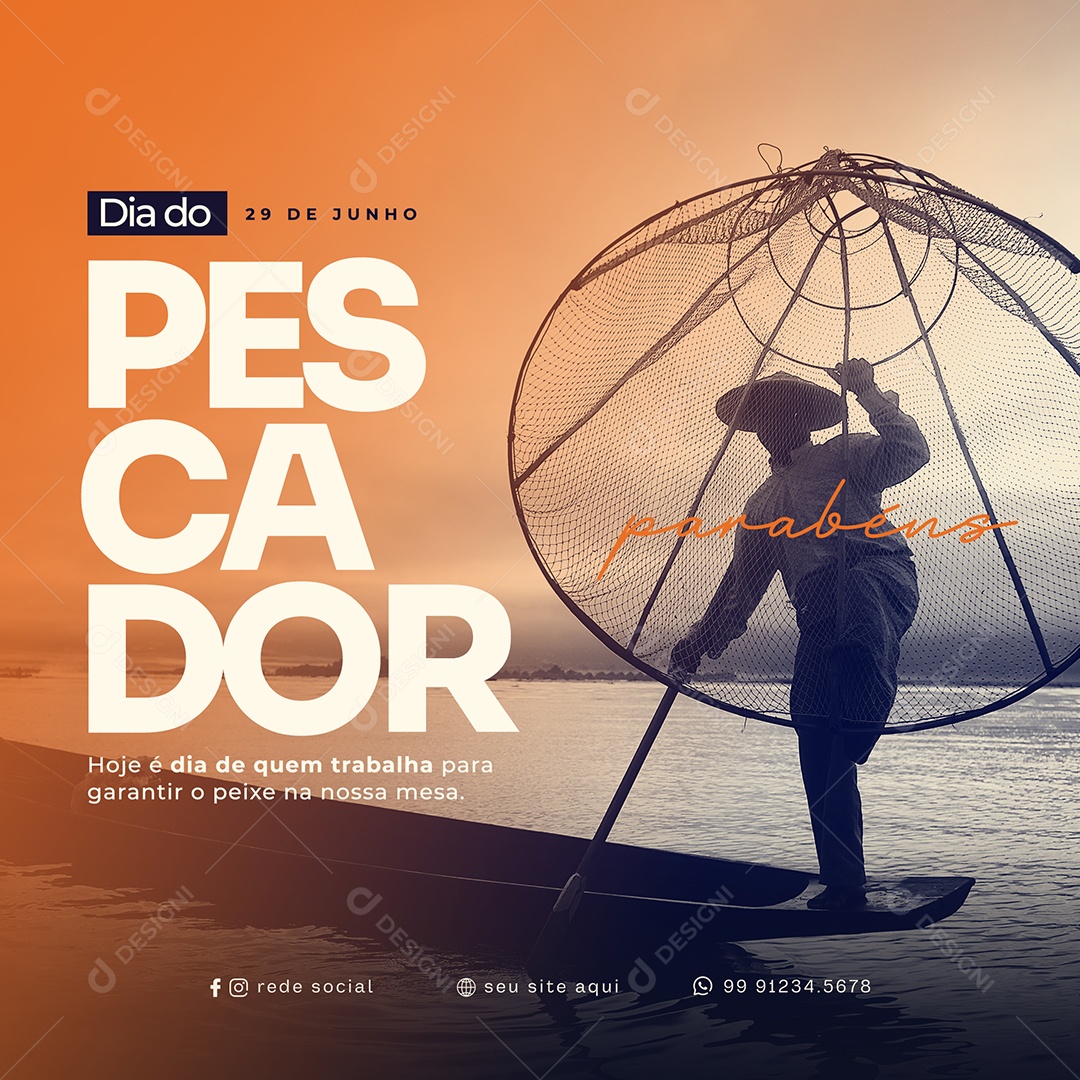 Social Media 29 De Junho Dia Do Pescador PSD Editável
