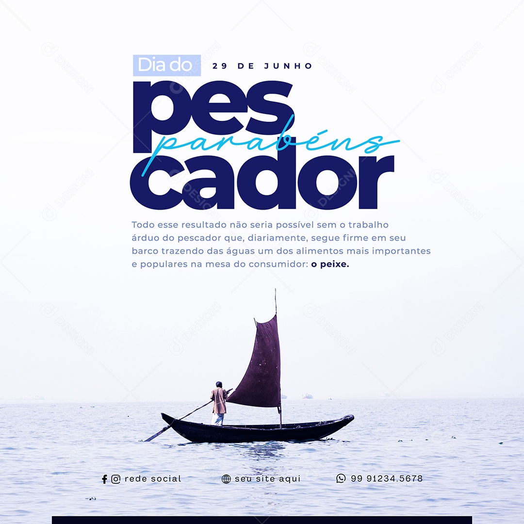 Dia Do Pescador Parabéns Social Media PSD Editável
