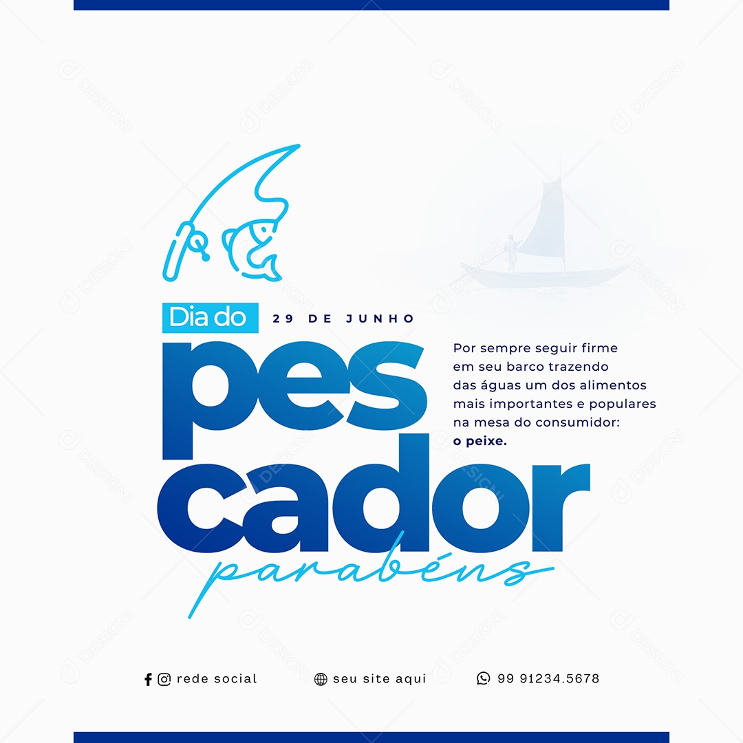 Social Media Dia Do Pescador 29 De Junho PSD Editável