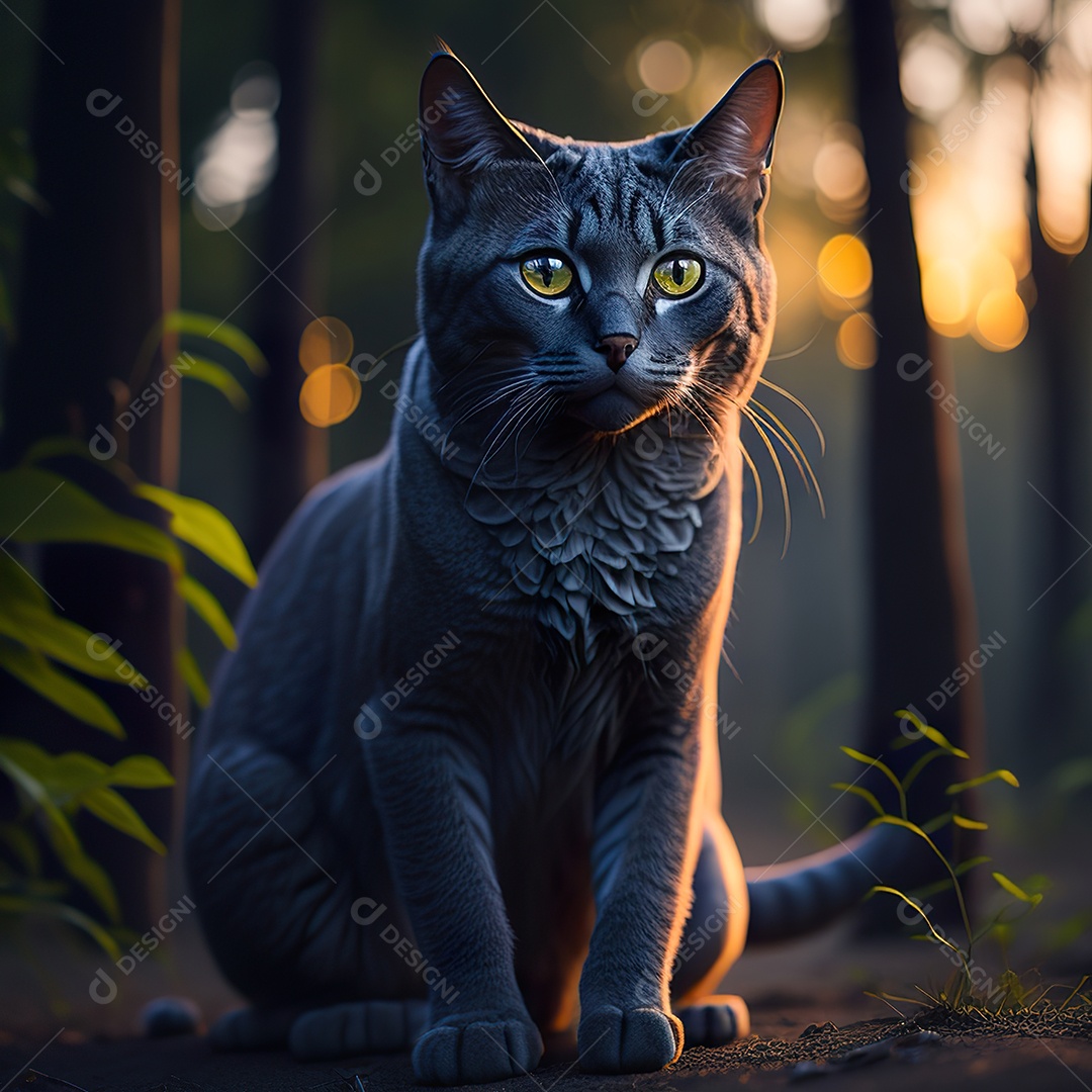 Retrato realista de gato