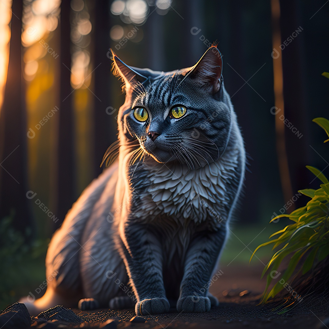 Retrato realista de gato