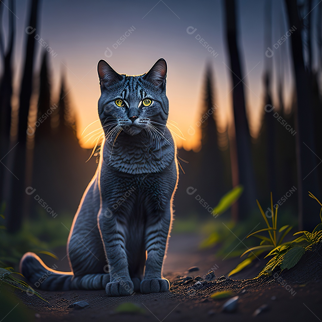 Retrato realista de gato