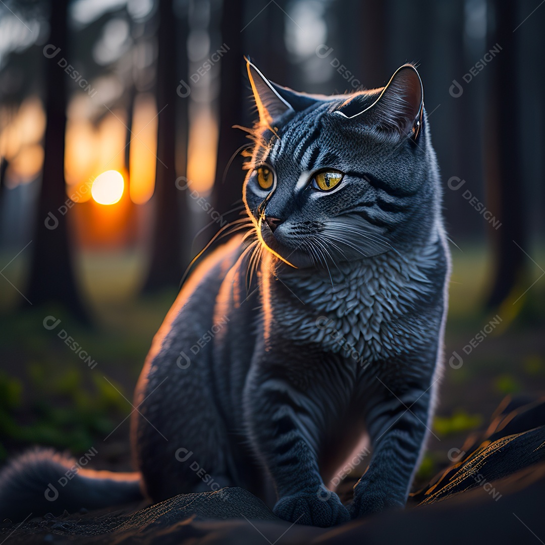 Retrato realista de gato