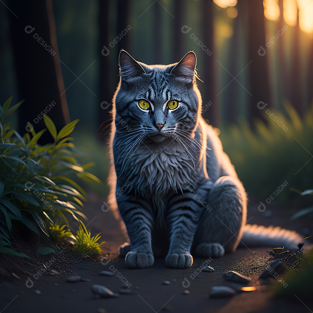 Retrato realista de gato