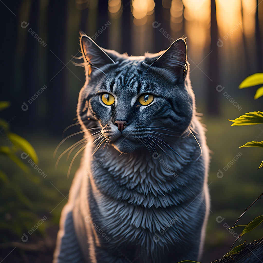 Retrato realista de gato