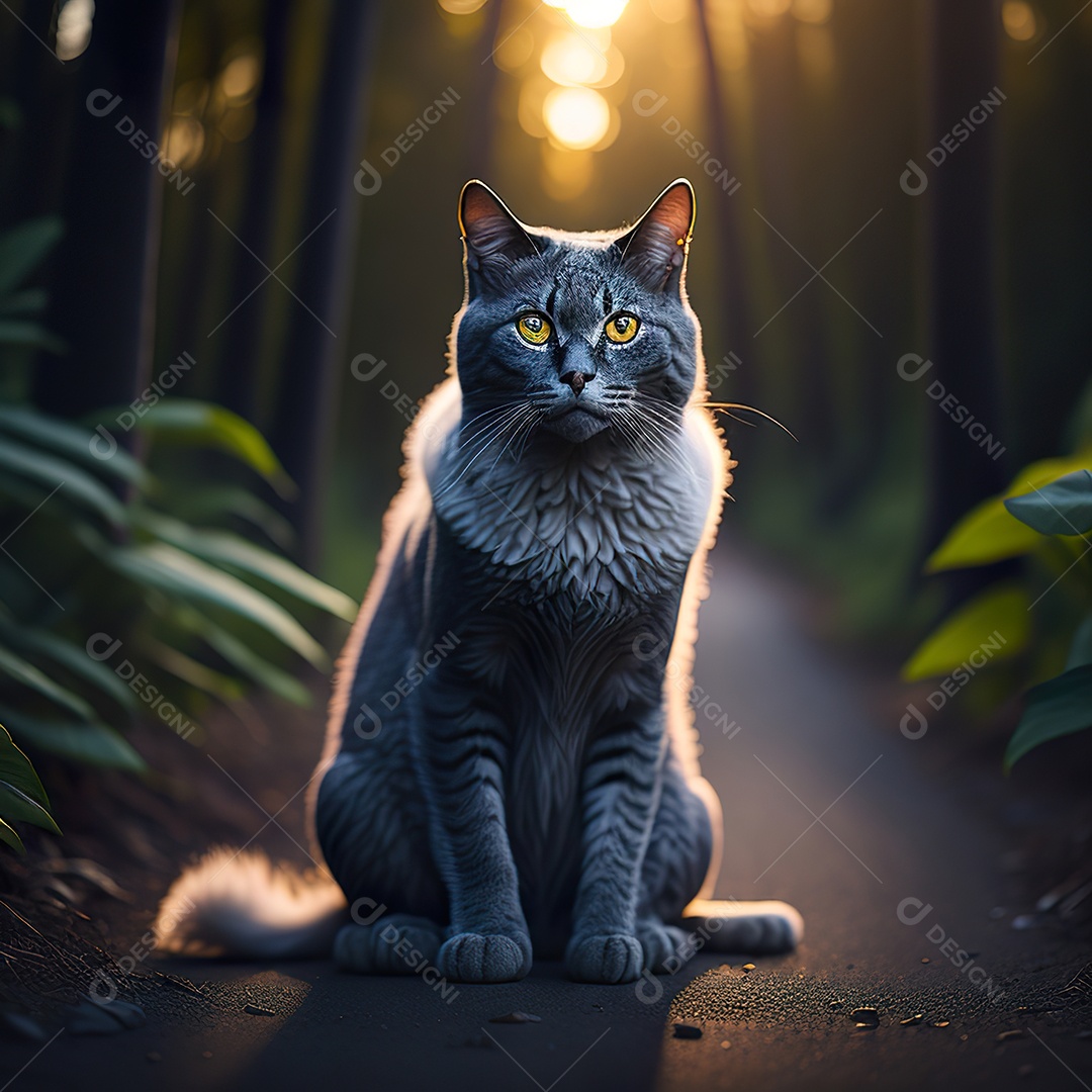 Retrato realista de gato