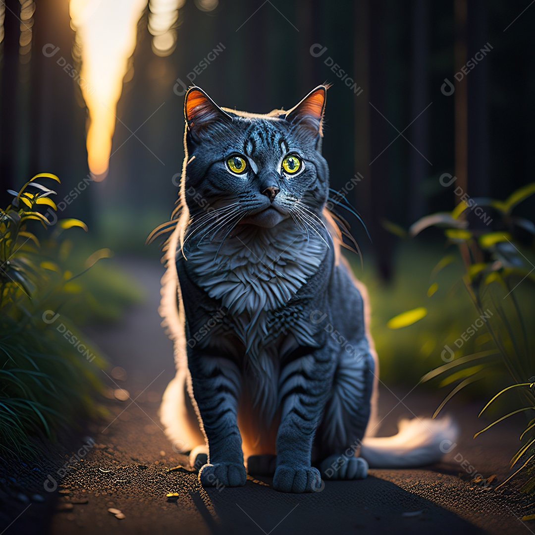 Retrato realista de gato