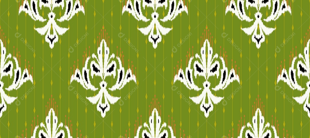 Padrão Tribal Tradicional Estilo Asteca Tapete Verde e Branco Vetor EPS