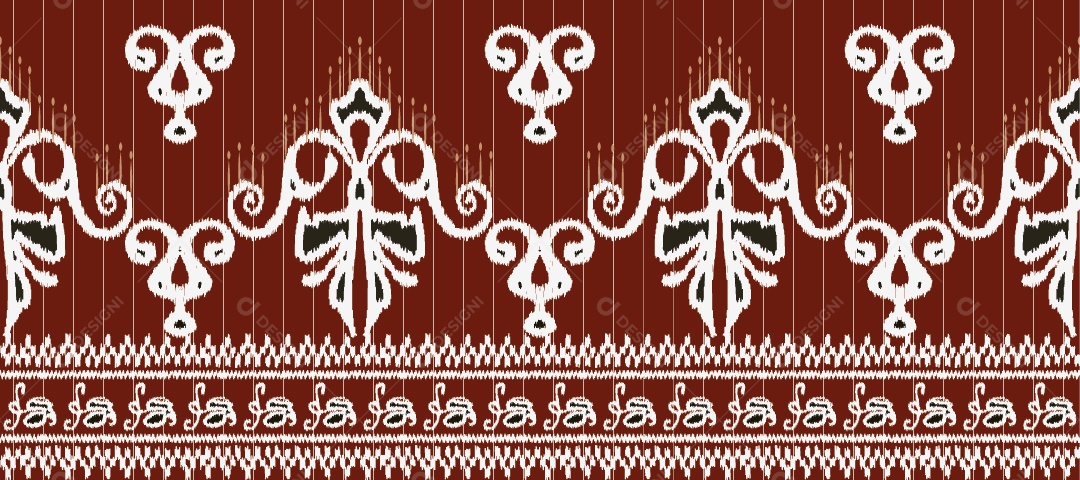 Padrão Tribal Tradicional Estilo Asteca Tapete Com Desenhos Branco e Vermelho Vetor EPS