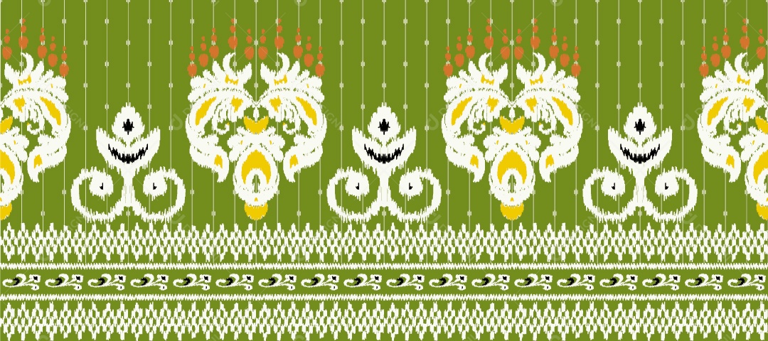 Padrão Tribal Tradicional Estilo Asteca Tapete Verde e Branco Vetor EPS