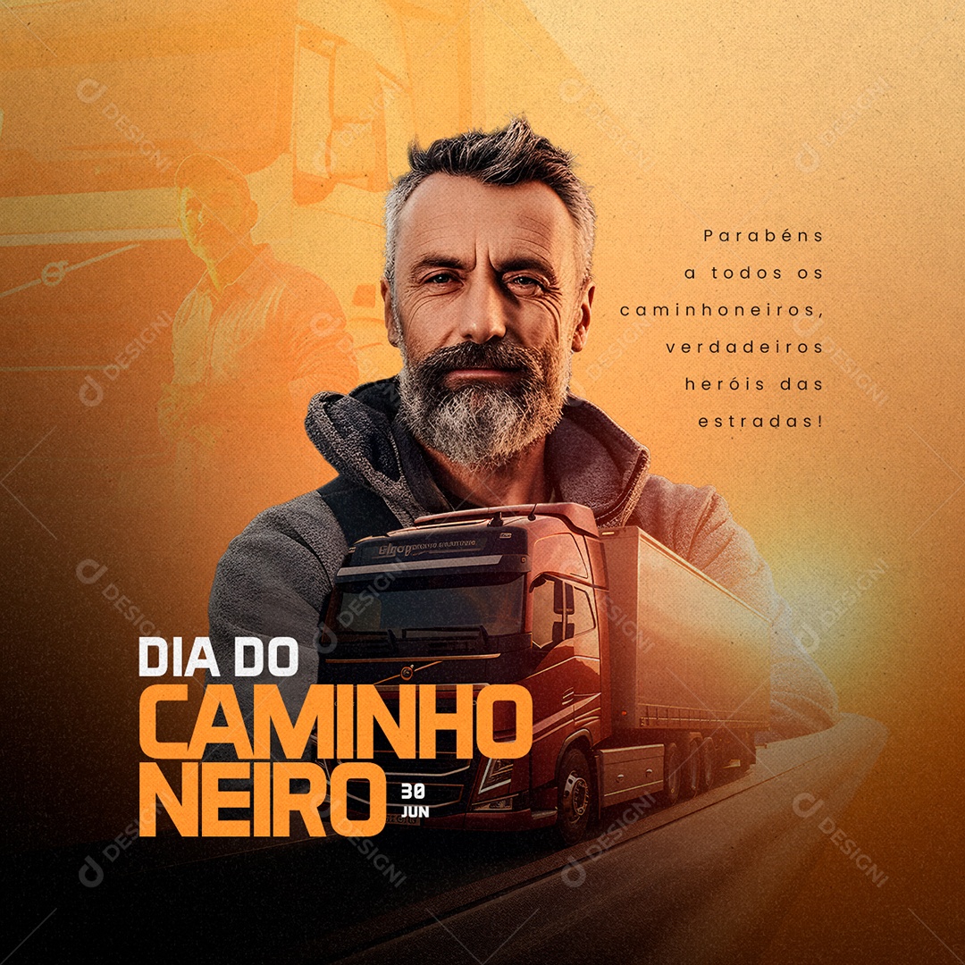 Verdadeiros Heróis Das Estradas Dia Do Caminhoneiro Social Media PSD Editável