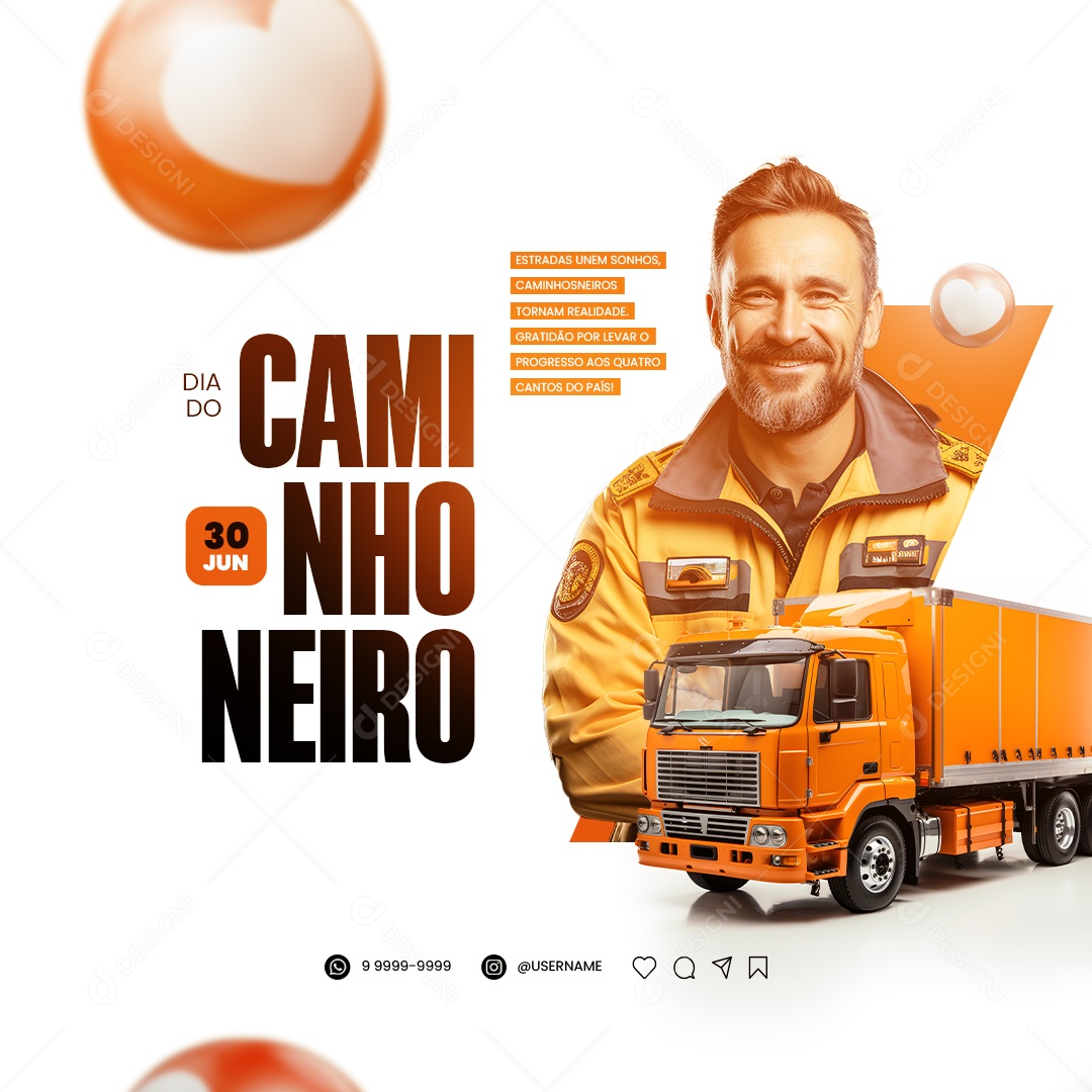Estradas Unem Sonhos Dia Do Caminhoneiro Social Media PSD Editável