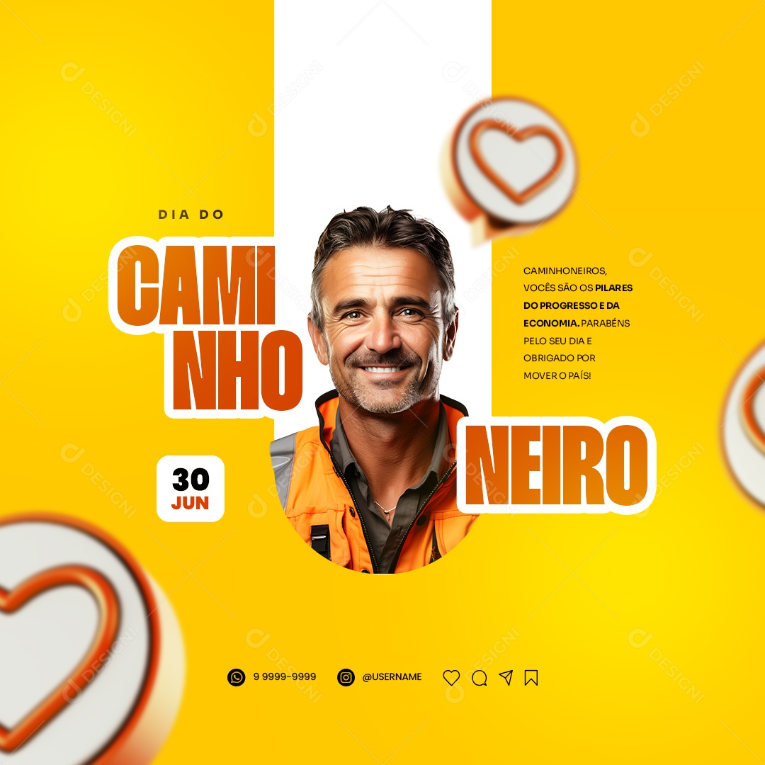 Vocês São Os Pilares Do Progresso E Da Economia Dia Do Caminhoneiro Social Media PSD Editável