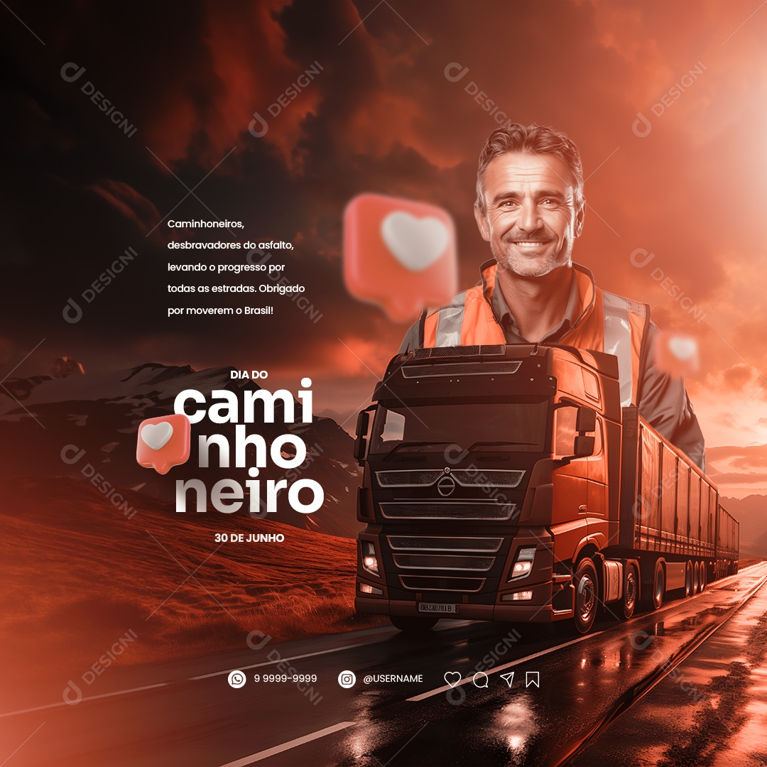 Desbravadores Do Asfalto Dia Do Caminhoneiro Social Media PSD Editável