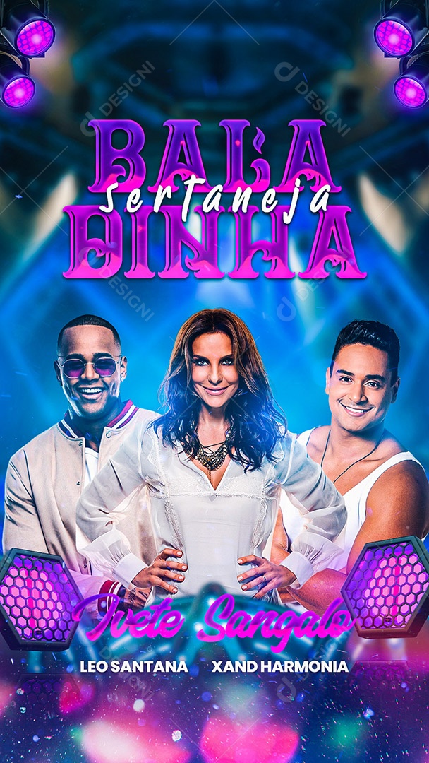 Flyer Show Cantores Ivete Sangalo Leo Santana e Xand Harmonia Story Social Media PSD Editável