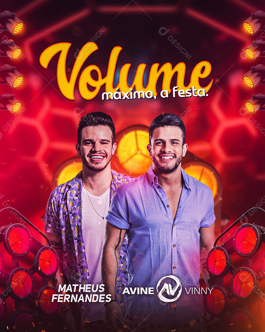 Flyer Show Cantores Matheus Fernandes e Avine Vinny Social Media PSD Editável