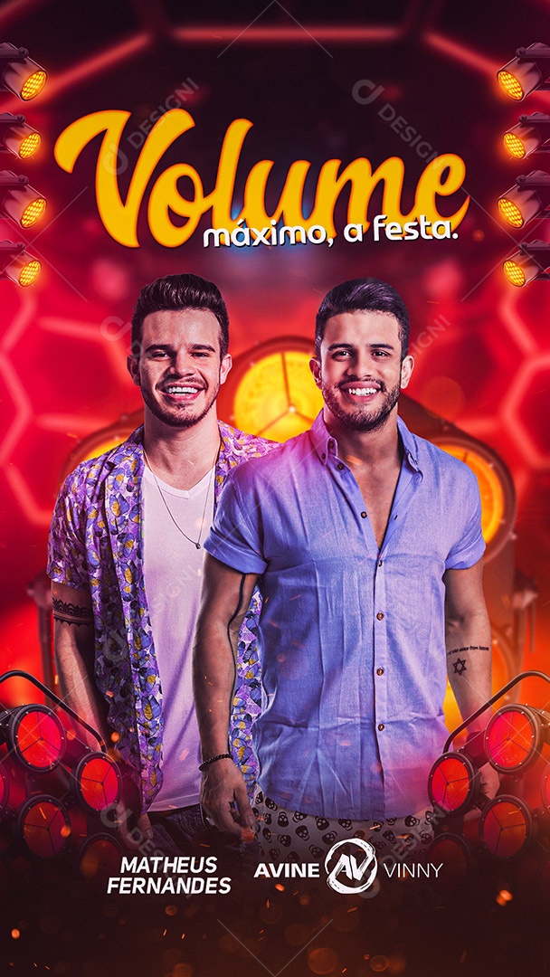 Flyer Show Cantores Matheus Fernandes e Avine Vinny Story Social Media PSD Editável