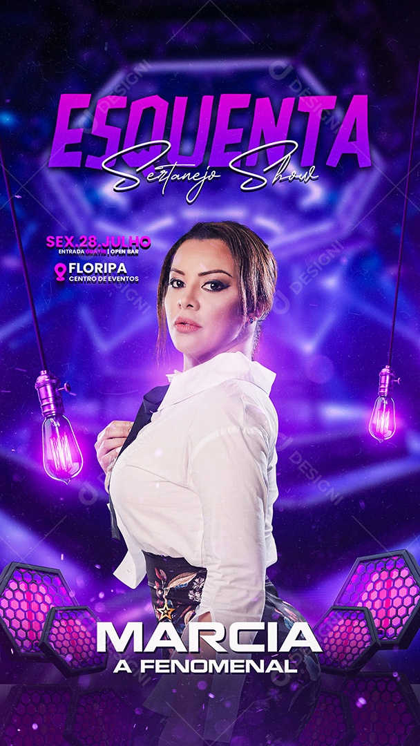 Flyer Esquenta Sertanejo Marcia a Fenomenal Story Social Media PSD Editável