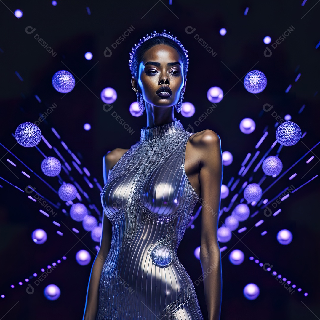 Retrato realista de Mulher em um vestido com luz