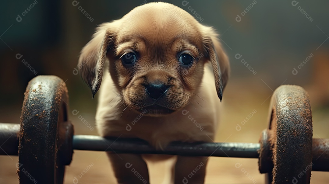 Ilustração cachorro fitness na academia