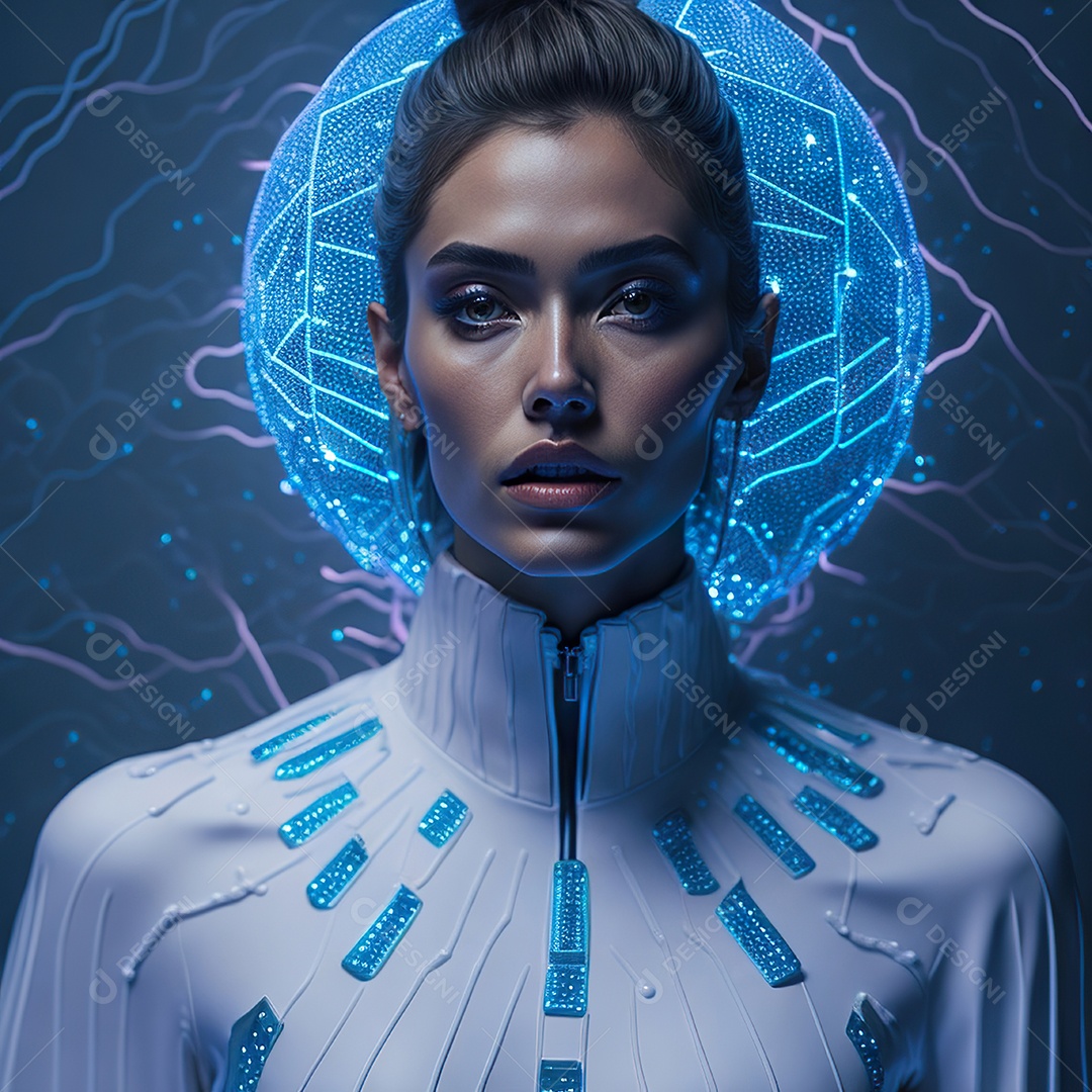 Retrato realista Mulher em um vestido com luz