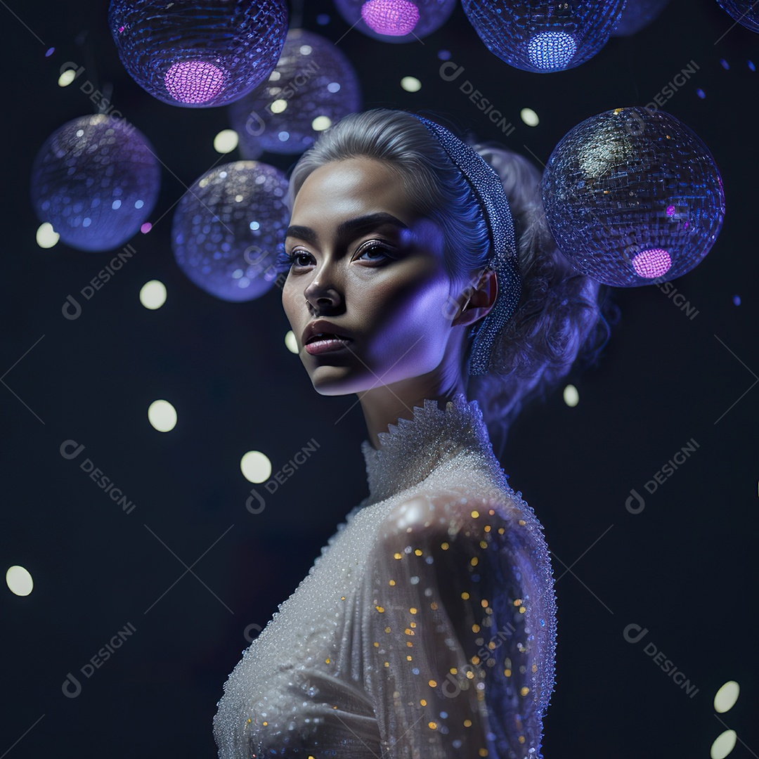 Retrato realista Mulher em um vestido com luz