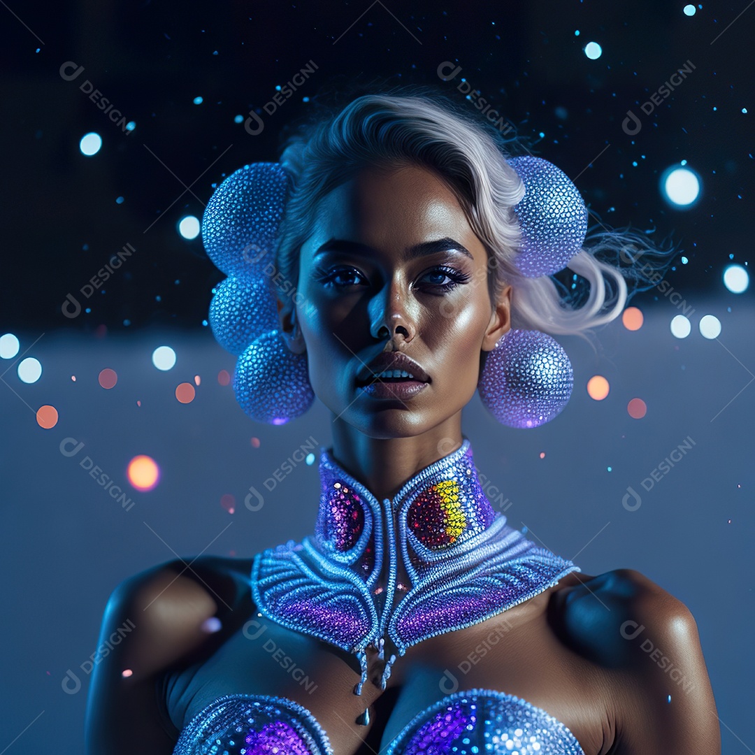 Retrato realista Mulher em um vestido com luz