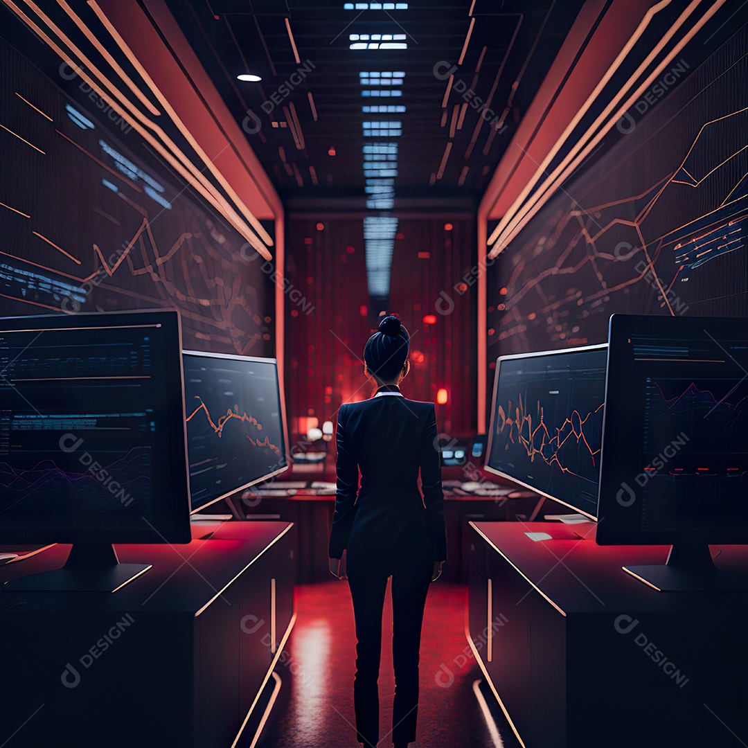 Mulher analisando ações