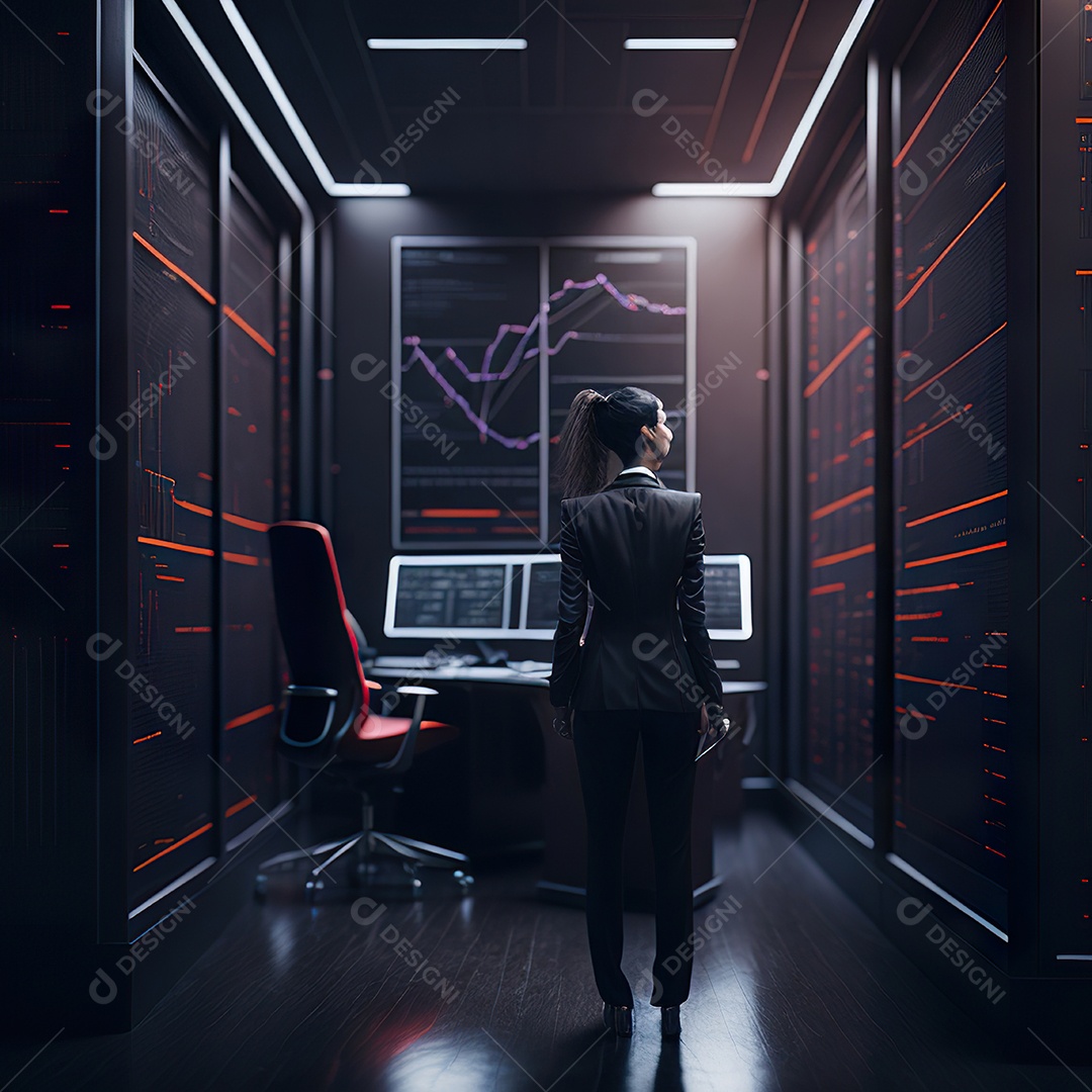 Mulher analisando ações