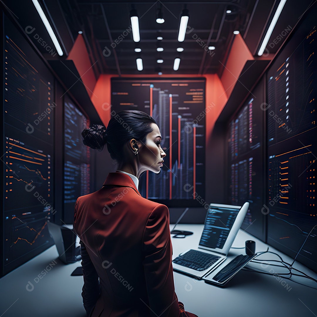 Mulher analisando ações