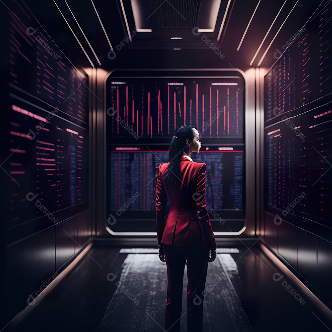 Mulher analisando ações