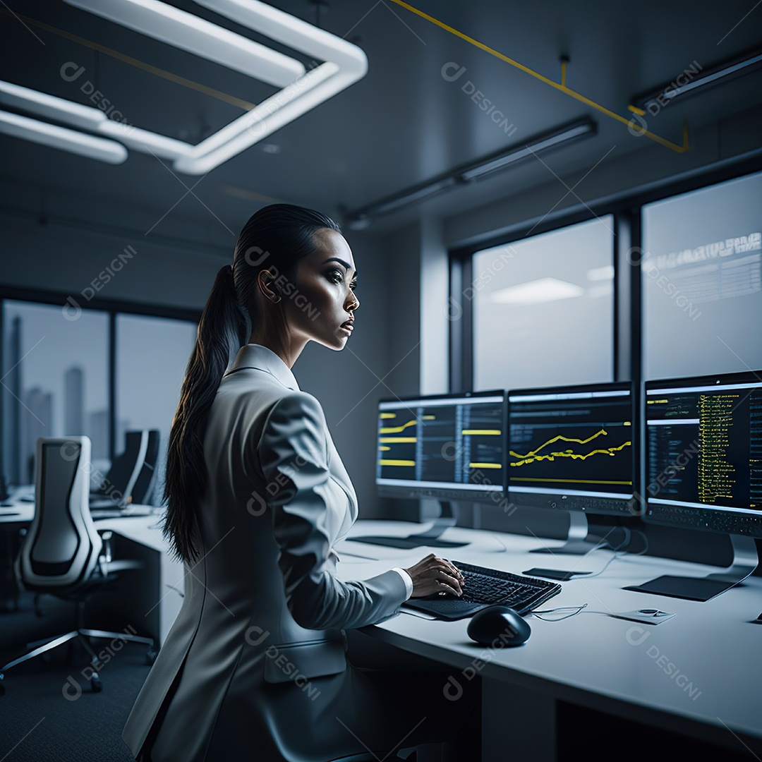 Mulher analisando ações