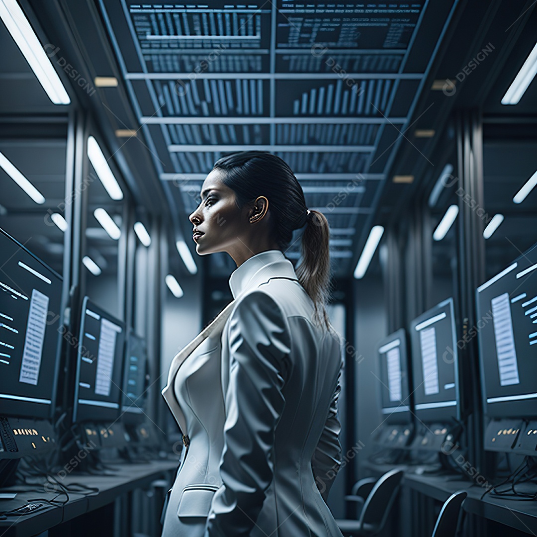 Mulher analisando ações