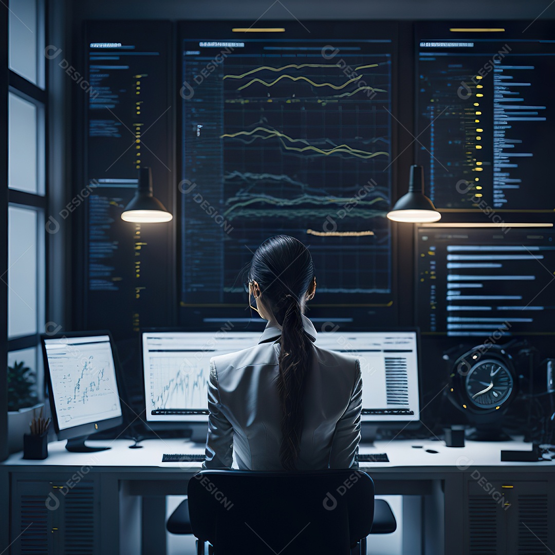 Mulher analisando ações