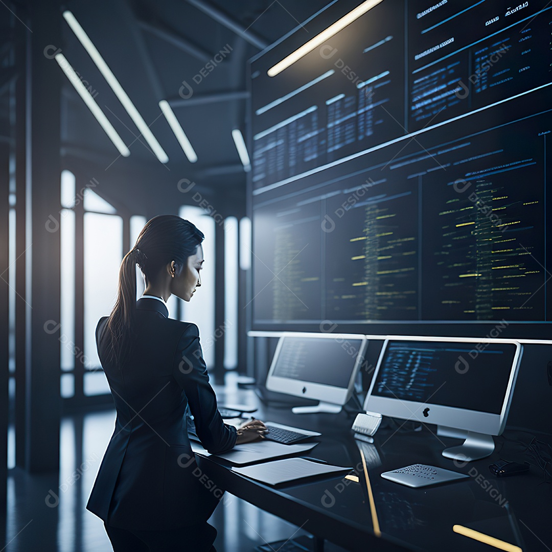 Mulher analisando ações