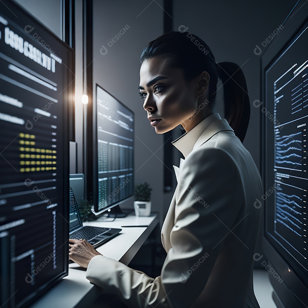 Mulher analisando ações