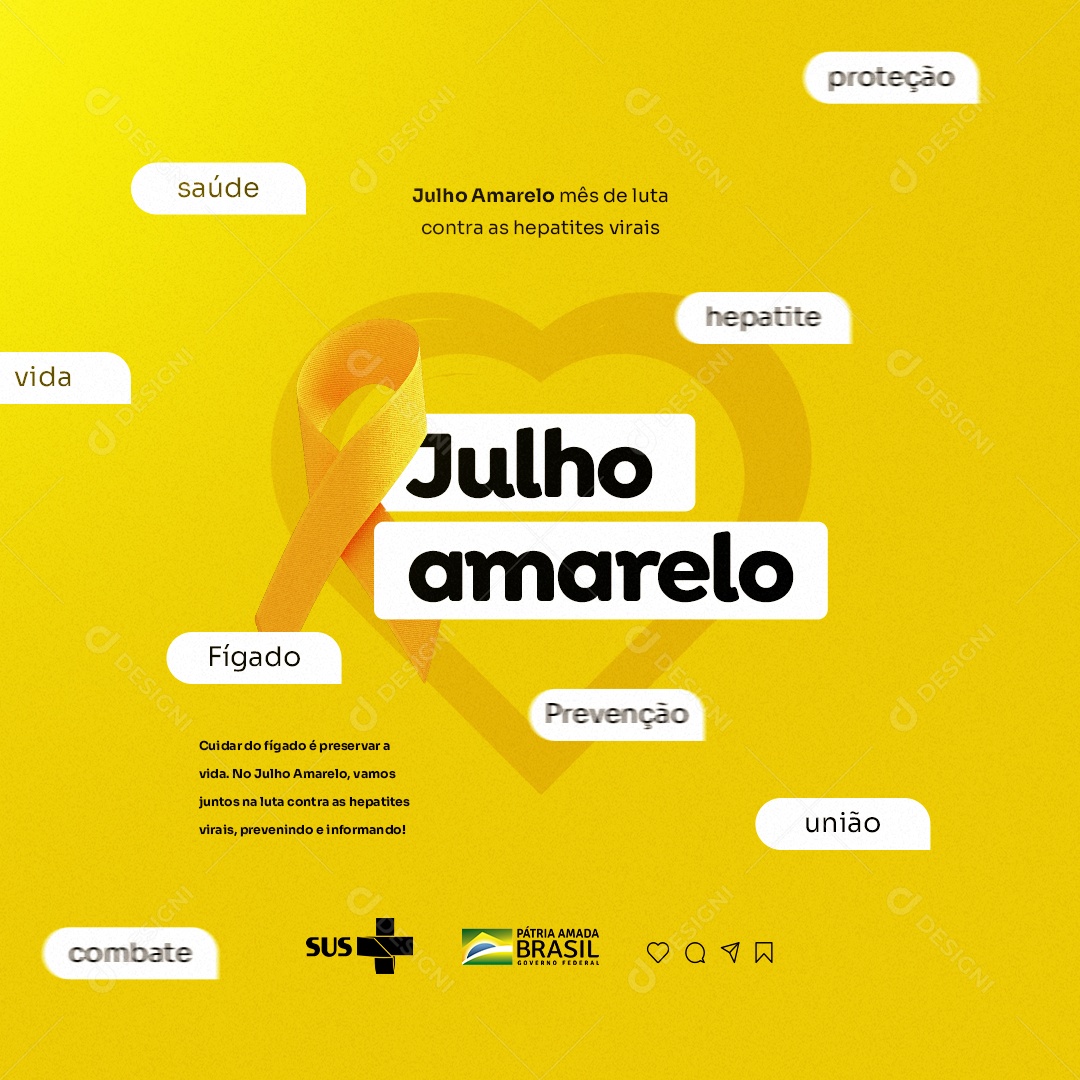 Cuidar Do Fígado É Preservar A Vida Julho Amarelo Social Media PSD Editável