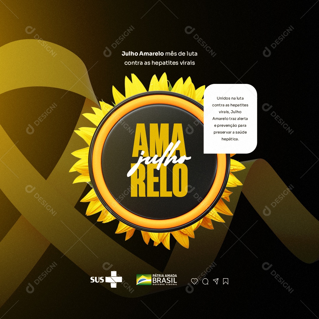Unidos Na Luta Contra As Hepatites Virais Julho Amarelo Social Media PSD Editável