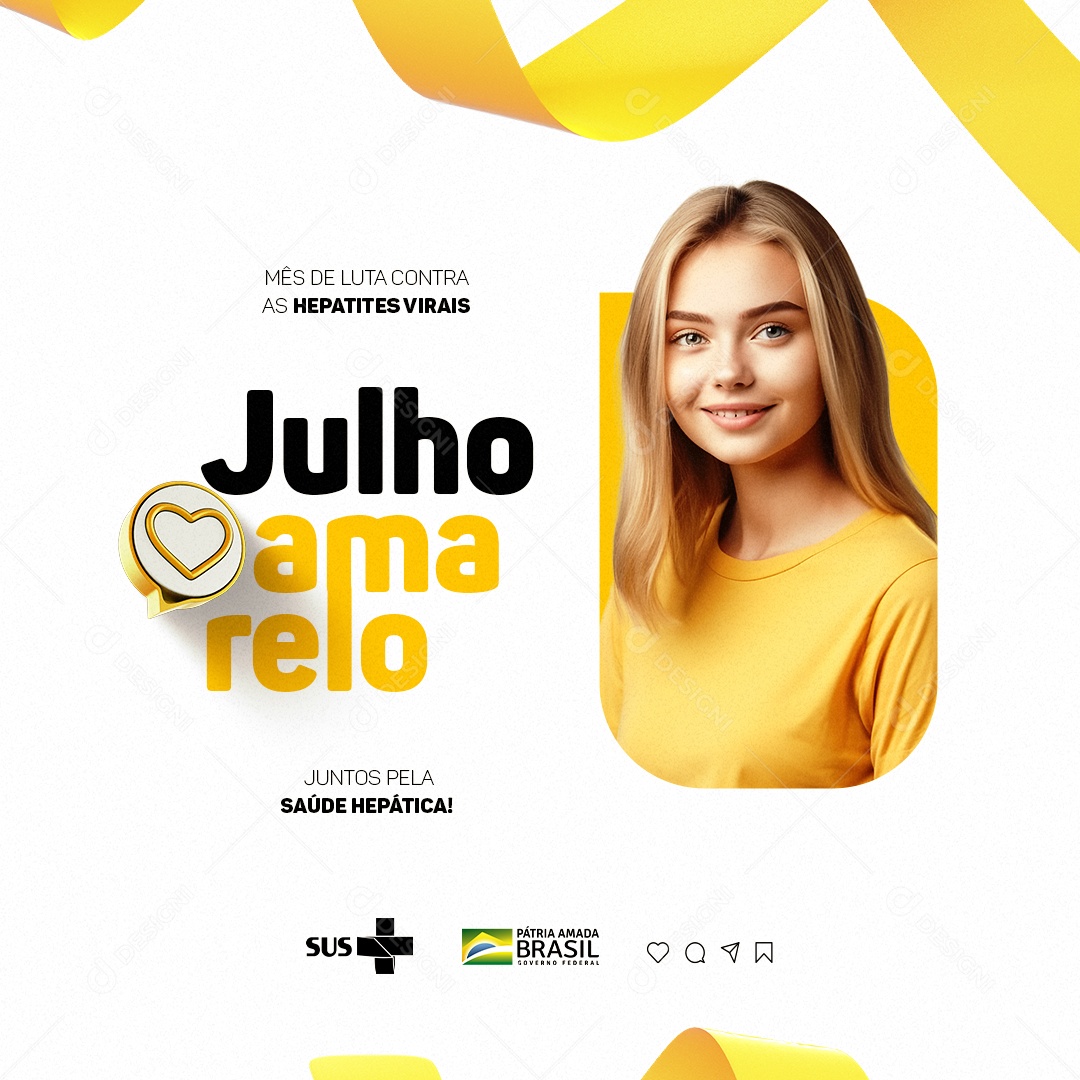 Mês De Luta Contra As Hepatites Virais Julho Amarelo Social Media PSD Editável