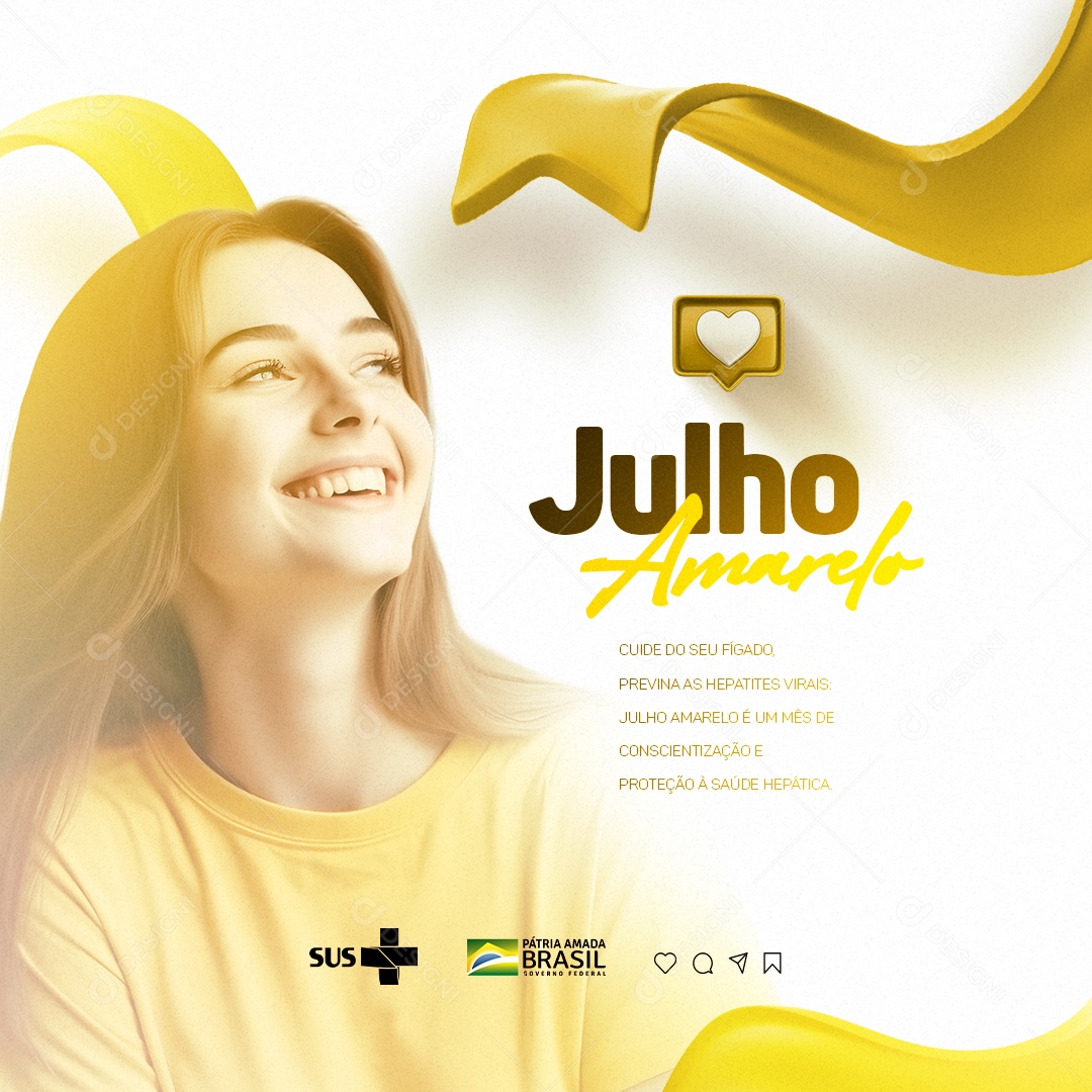 Cuide Do Seu Fígado Previna-Se Julho Amarelo Social Media PSD Editável