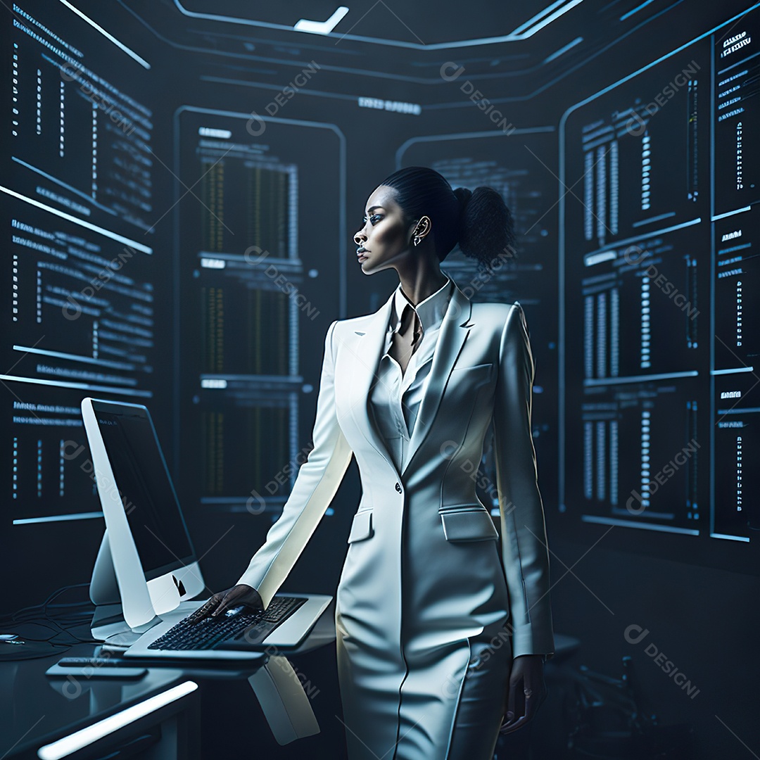 Mulher analisando ações