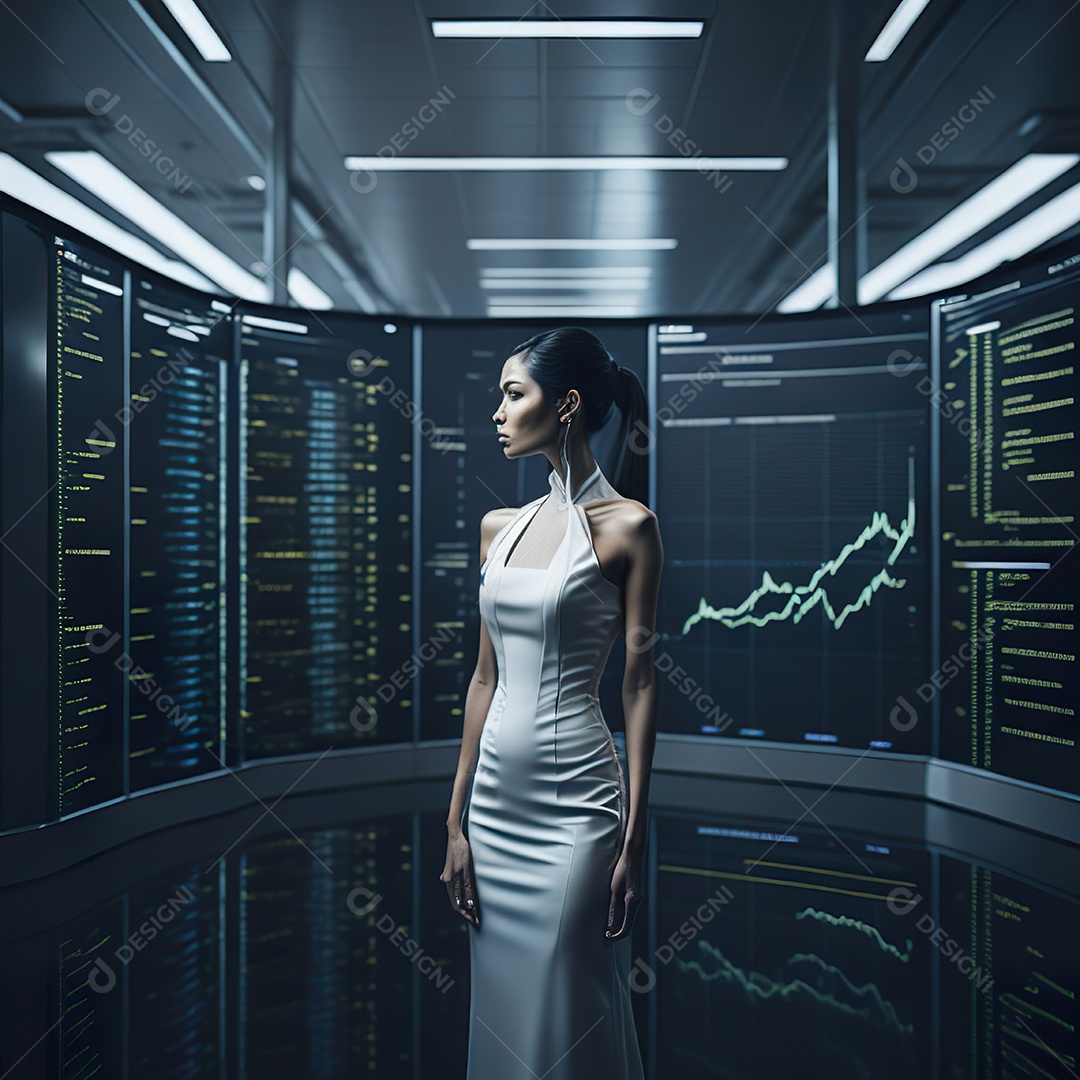 Mulher analisando ações