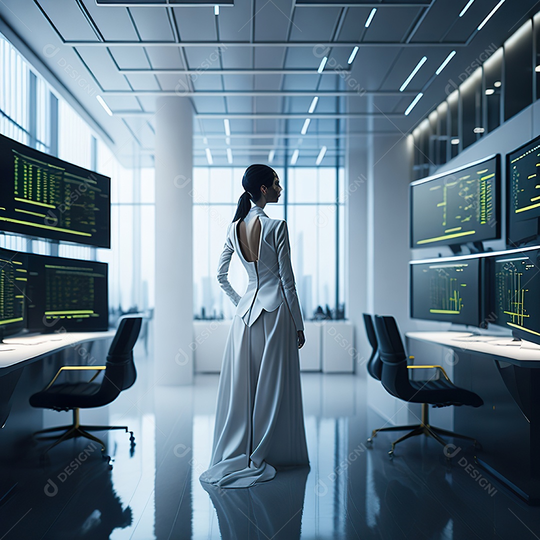 Mulher analisando ações