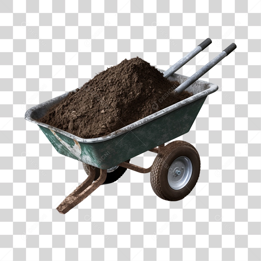 Carrinho de Mão com Areia Preta  PNG Transparente