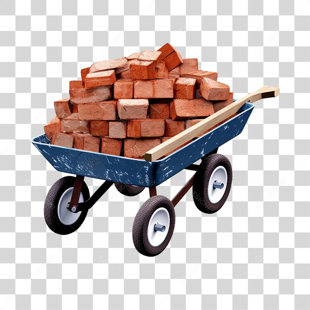 Carrinho de Mão com Tijolos PNG Transparente