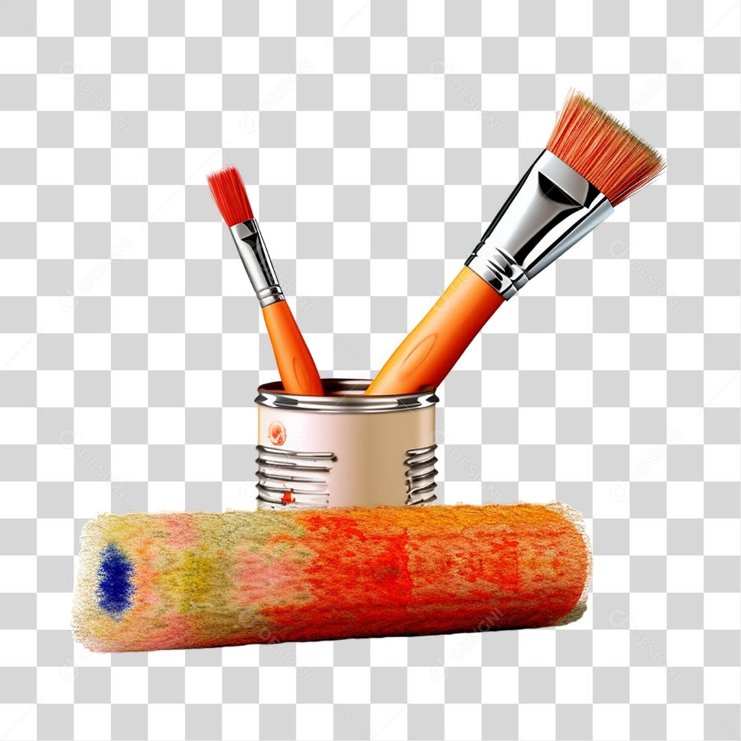 Rolo e Pinceis Pintura PNG Transparente