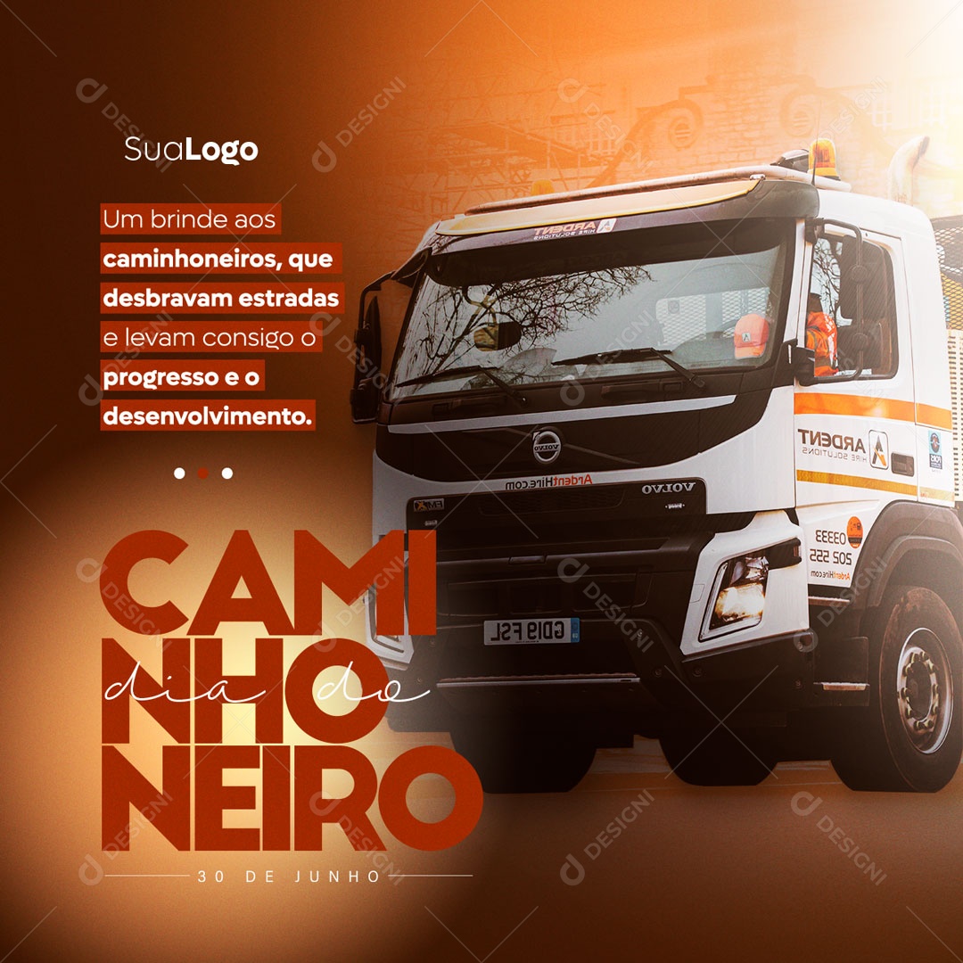 Dia Do Caminhoneiro Desbravam Estradas Social Media PSD Editável