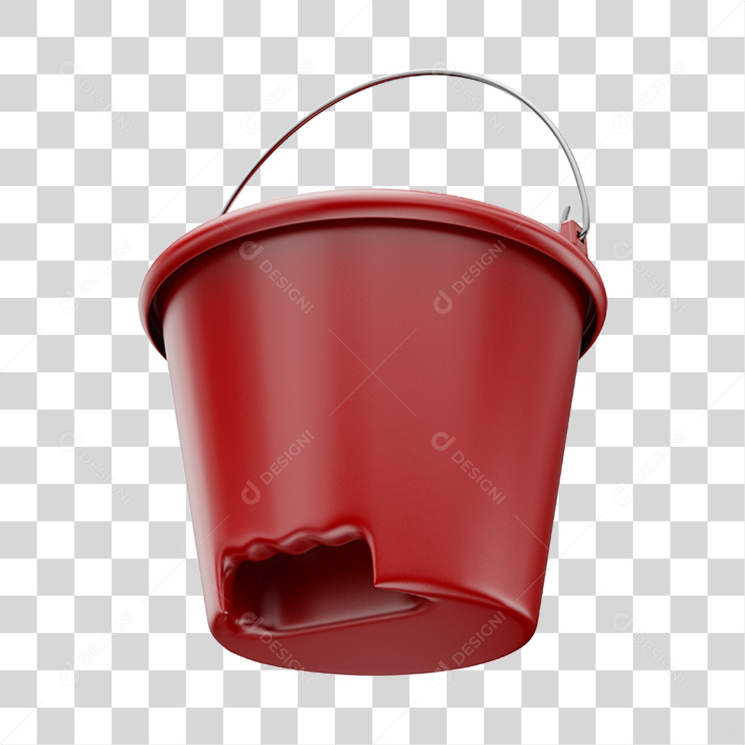 Balde Vermelho PNG Transparente