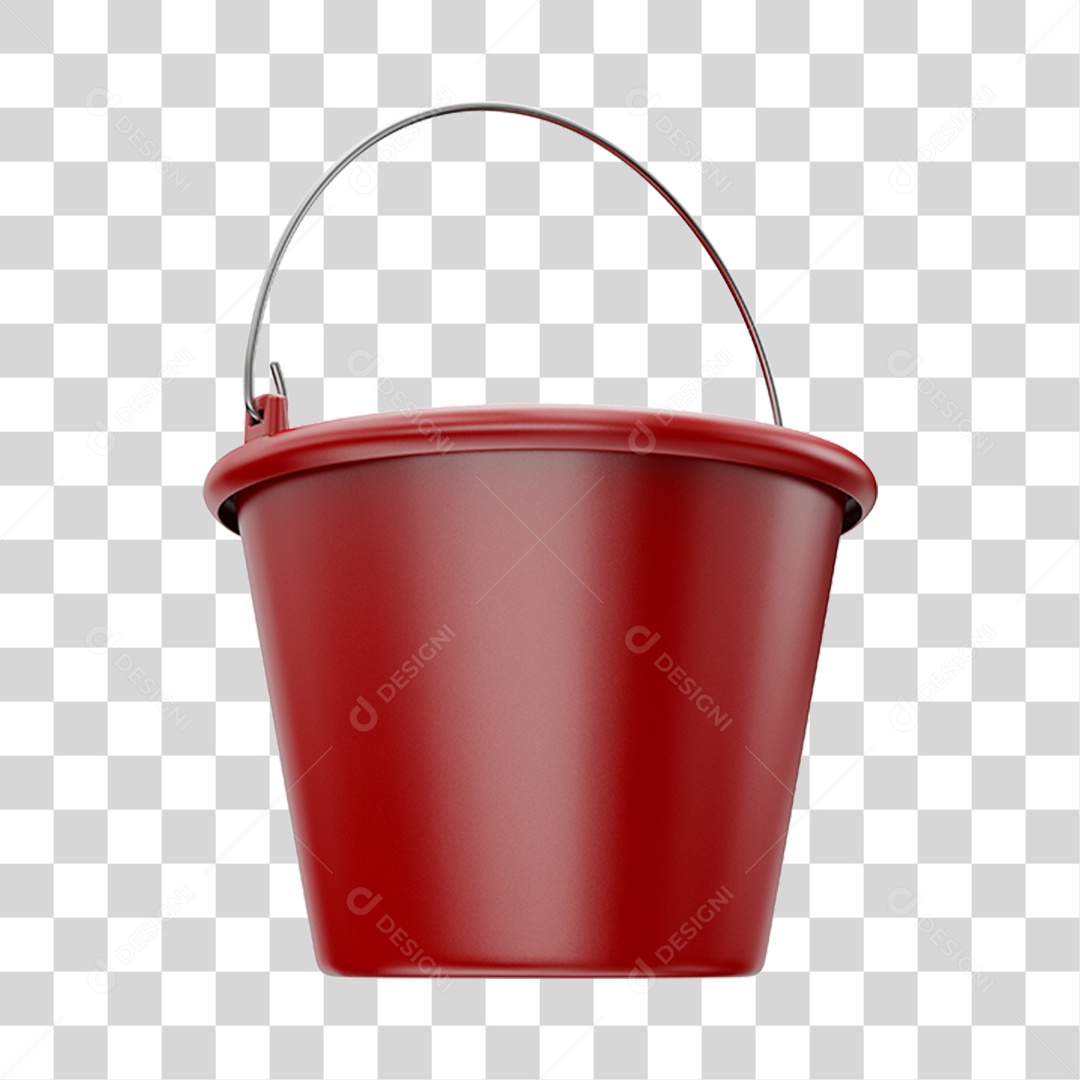Balde Vermelho PNG Transparente