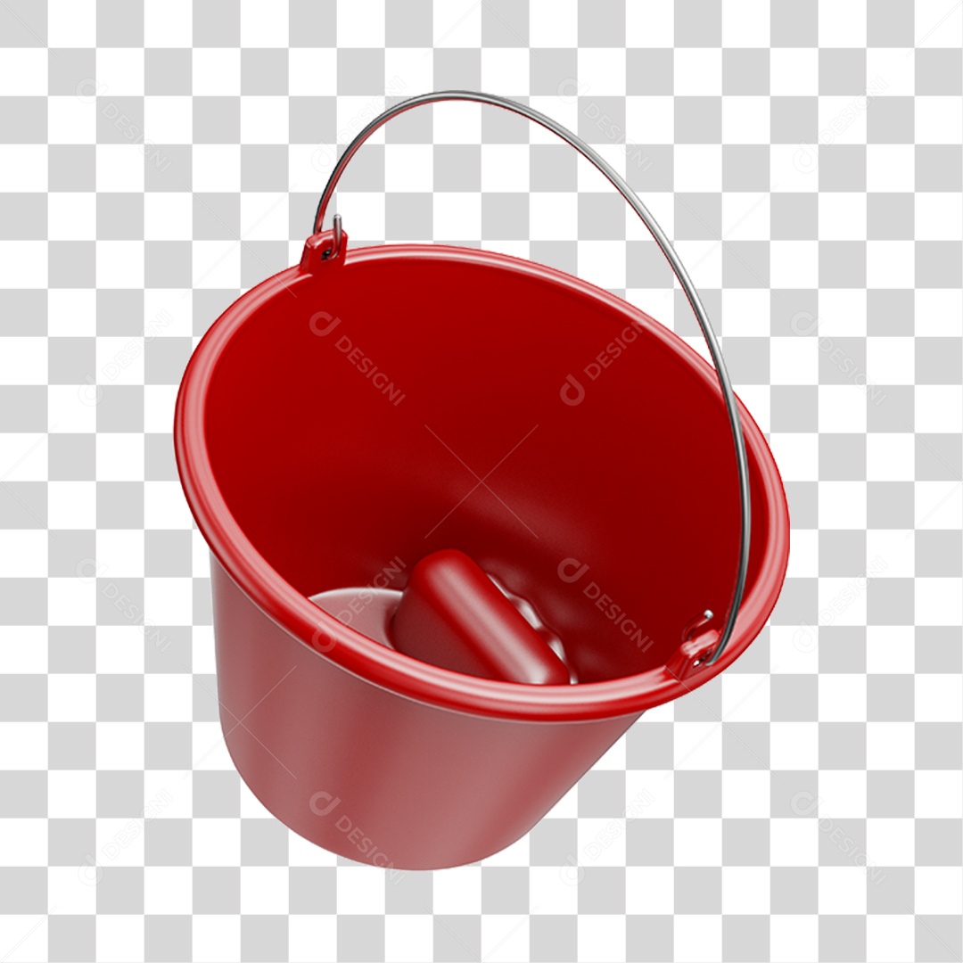 Balde Vermelho PNG Transparente